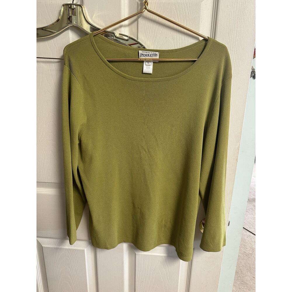 Pendleton Sweater Shirt Women's Size Xl Rayon Nylon Stretch Olive Green 40w VNT